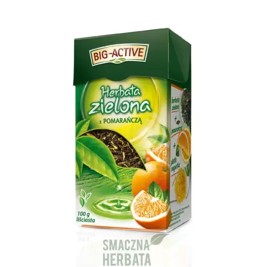 Herbata Zielona liściasta z owocem pomarańczy 100g – Big-Activ