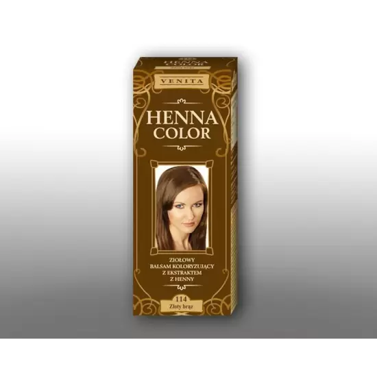 Henna Color - Ziołowy Balsam Koloryzujący z ekstraktem z henny 114 Złoty brąz 75ml - Venita
