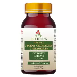 Magnez 3 formy organiczne z Witaminą B6 100kasp - Bio Herbs