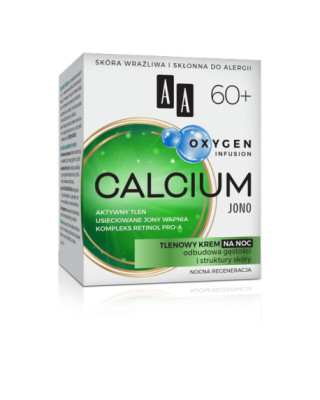 AA OXYGEN INFUSION 60+ calcium jono, tlenowy krem na noc, odbudowa gęstości i struktury skóry 50ml