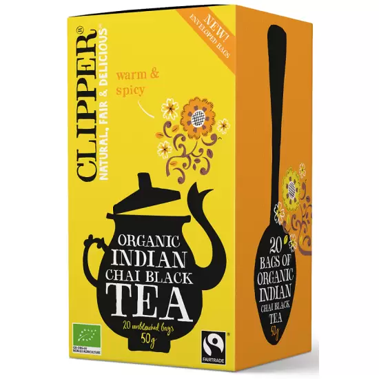 Herbata czarna chai z cynamonem i goździkami fair trade 20x2.5g - Clipper