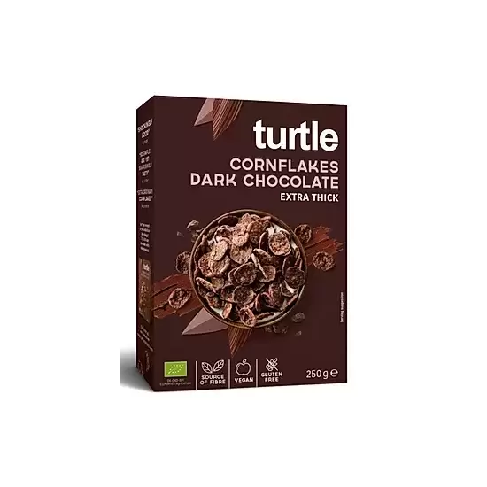 Płatki kukurydziane w polewie z ciemnej czekolady bezglutenowe BIO 250g - Turtle