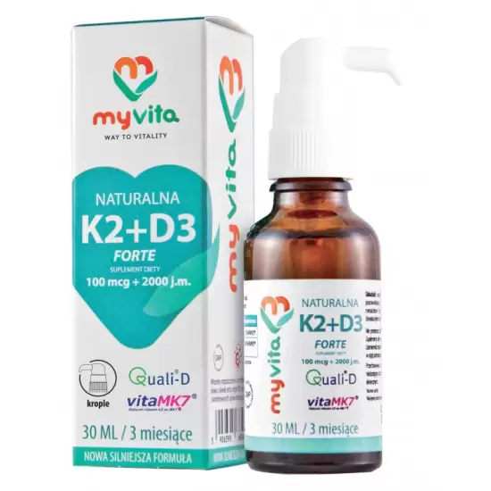 Naturalna witamina k2 100mcg + d3 2000j.m krople 30ml - MyVita
