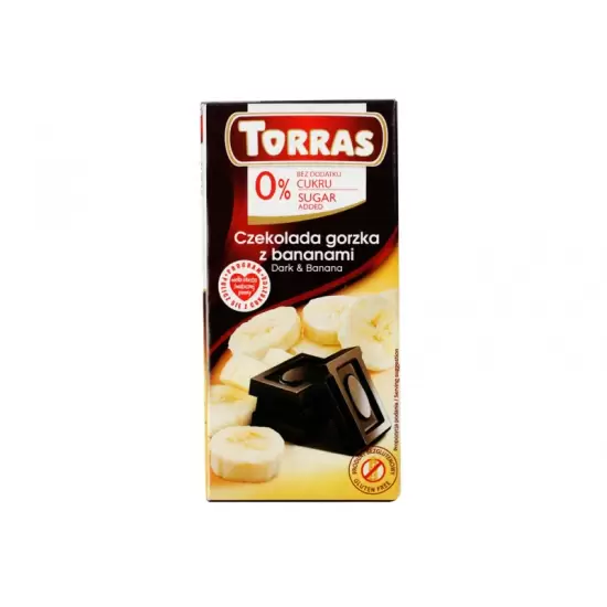 Czekolada gorzka z banananami bez cukru 75g - Torras