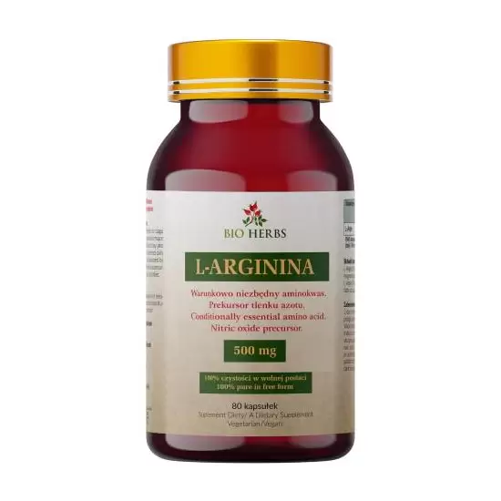 L-arginina 500 mg - 80 kapsułek - Bio Herbs