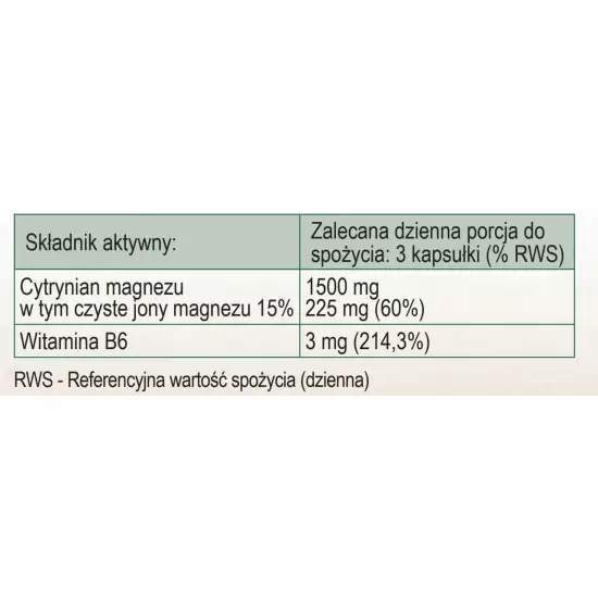 Cytrynian Magnezu + WitaminaB6 100kaps - Bio Herbs